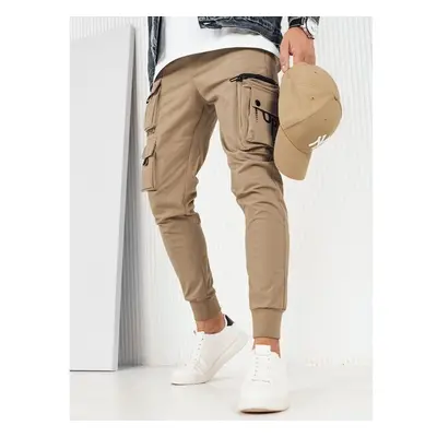 Dstreet Trendy béžové pánské kapsáčové jogger kalhoty UP 90569138