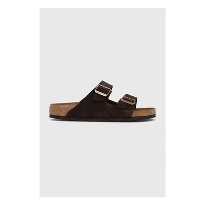 Semišové pantofle Birkenstock Arizona pánské, hnědá barva, 1027077 89383617