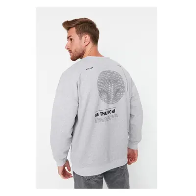 Trendyol šedá oversize/široký střih mikina s dlouhým rukávem z fleece 73761954