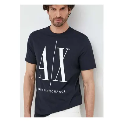 Bavlněné tričko Armani Exchange tmavomodrá barva, s potiskem, 8NZTPA 76646133