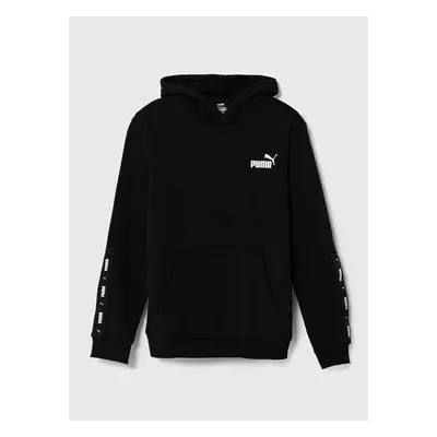 Dětská mikina Puma ESS Tape Hoodie TR černá barva, s kapucí, s 91546338