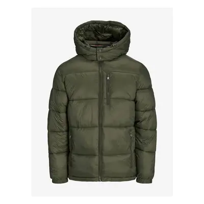 Khaki pánská zimní prošívaná bunda Jack & Jones Eddie - Pánské 86426164