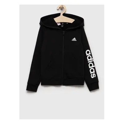 Dětská mikina adidas černá barva, s kapucí, s potiskem 82427674