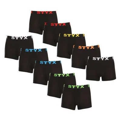 10PACK pánské boxerky Styx sportovní guma černé (10G9601) 87975322