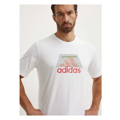 Bavlněné tričko adidas béžová barva, s potiskem, IW2640 94364828