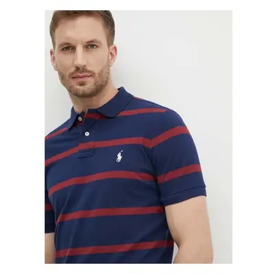 Bavlněné polo tričko Polo Ralph Lauren tmavomodrá barva, 710941433 93981266