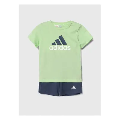 Dětská bavlněná souprava adidas zelená barva 89638654