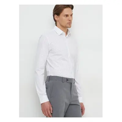 Košile Calvin Klein pánská, bílá barva, slim, s klasickým límcem, 88768353