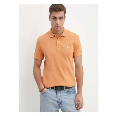 Bavlněné polo tričko United Colors of Benetton oranžová barva 95022666