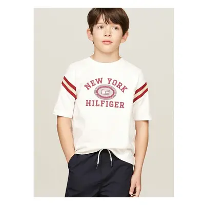 Dětské bavlněné tričko Tommy Hilfiger bílá barva, s potiskem, 95223711