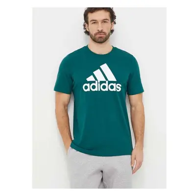 Bavlněné tričko adidas zelená barva, s potiskem, IS1300 91793372