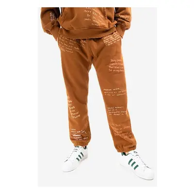 Tepláky PLEASURES Remote Sweat Pant hnědá barva, vzorované, P21W026 84018833