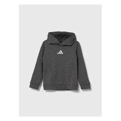 Dětská mikina adidas černá barva, s kapucí, vzorovaná 90046874