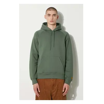 Mikina Carhartt WIP Hooded Chase Sweat pánská, zelená barva, s kapucí, 95192920