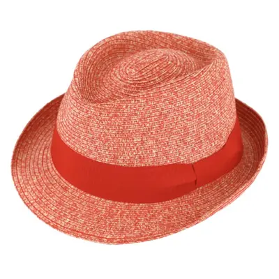 Letní červený klobouk Trilby od Fiebig - Trilby Melange 81243292