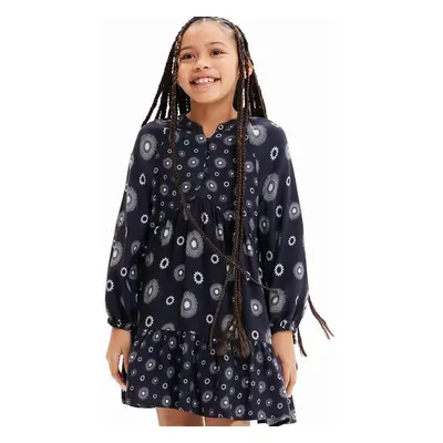 Dívčí šaty Desigual 23WGVW05 DRESS LONG SLEEVE černá barva, mini 86263129