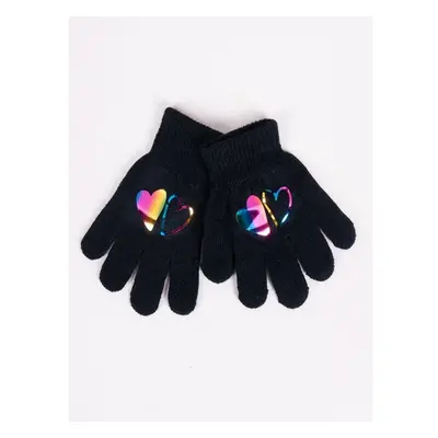 Yoclub Kidss Girls Five-Finger Gloves With Hologram RED-0068G-AA50-004 74836562