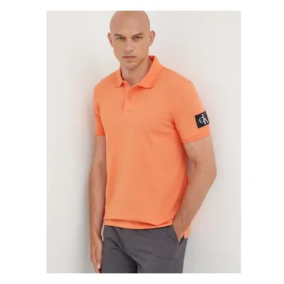 Bavlněné polo tričko Calvin Klein Jeans oranžová barva, J30J323394 83039654