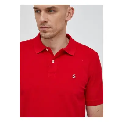 Bavlněné polo tričko United Colors of Benetton červená barva 76611204