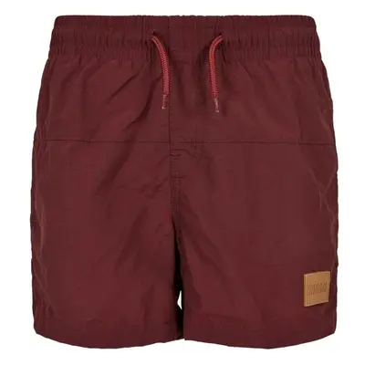 URBAN CLASSICS Boys Block Swim Shorts - cherry 80045216