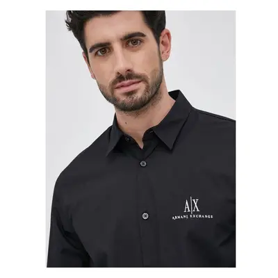 Košile Armani Exchange pánské, černá barva, regular, s klasickým 64330146