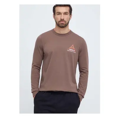 Bavlněné tričko s dlouhým rukávem adidas Originals hnědá barva, s 86410217