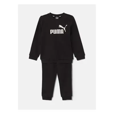 Dětská tepláková souprava Puma Minicats ESS Crew Jogger FL černá barva 95882143