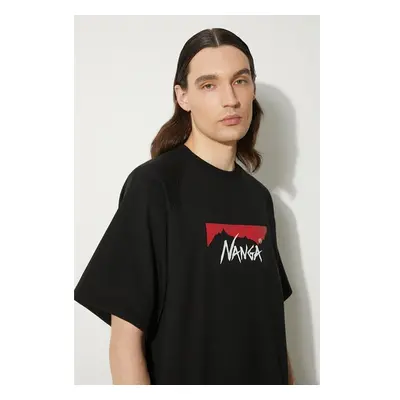 Tričko Nanga Eco Hybrid Box Logo Loose Fit Tee černá barva, s potiskem 92902996