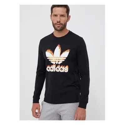 Bavlněné tričko s dlouhým rukávem adidas Originals černá barva, s 82837220