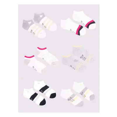 Yoclub Kidss Girls Ankle Cotton Socks Patterns Colours 6-pack SKS 69112444