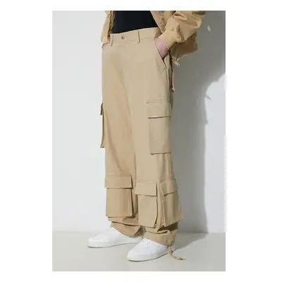 Bavlněné kalhoty Represent Baggy Cargo Pant béžová barva, ve střihu 90397992