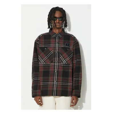 Bavlněná košile AAPE Long Sleeve Shirt Flannel hnědá barva, relaxed, s 91047493