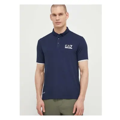 Polo tričko EA7 Emporio Armani tmavomodrá barva, s potiskem 91009145