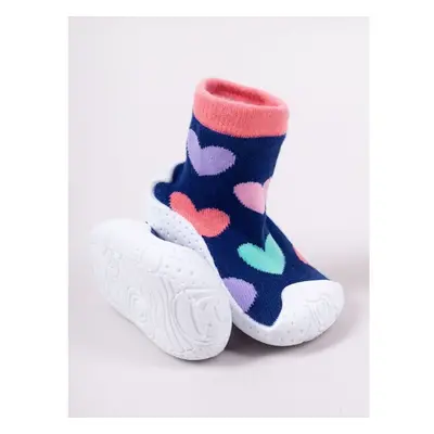 Yoclub Kidss Baby Girls Anti-Skid Socks With Rubber Sole P1 Navy Blue 91101429