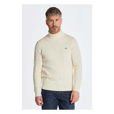 ROLÁK GANT COTTON CABLE TURTLE NECK CREAM 84606494