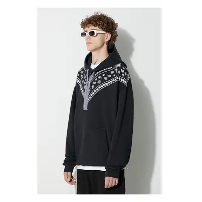 Bavlněná mikina Marcelo Burlon Bandana pánská, černá barva, s kapucí, 84856368