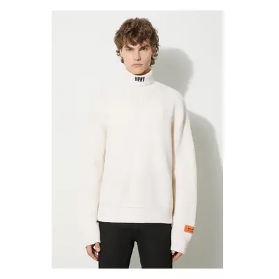 Vlněný svetr Heron Preston Hpny Knit Rollneck pánský, béžová barva, s 87204260