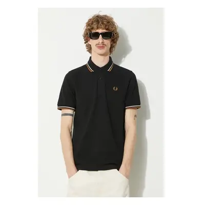 Bavlněné polo tričko Fred Perry Twin Tipped Shirt černá barva, s 90598416