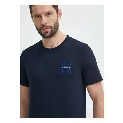 Bavlněné tričko Tommy Hilfiger tmavomodrá barva, aplikací, 91669311