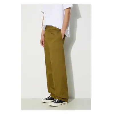 Bavlněné kalhoty Maison Kitsuné Relaxed Chino zelená barva, jednoduché 92988507