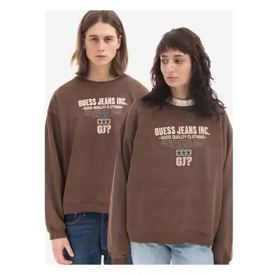 Guess U.S.A. Bavlněná mikina Guess Crewneck Sweatshirt pánská, hnědá 84651854