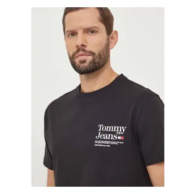 Bavlněné tričko Tommy Jeans černá barva, s potiskem, DM0DM18870 87422016