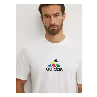 Bavlněné tričko adidas Tiro bílá barva, s potiskem, IW2668 94358844