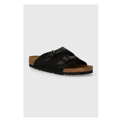 Semišové pantofle Birkenstock Zürich pánské, černá barva, 1026763 90398034