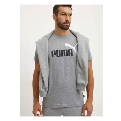 Bavlněné tričko Puma šedá barva, s potiskem, 847382 96044904