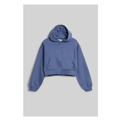 MIKINA GANT CROPPED SCRIPT LOGO ZIP HOODIE WASHED BLUE 89383094