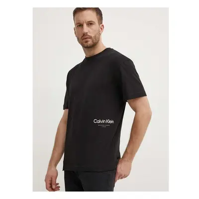 Bavlněné tričko Calvin Klein černá barva, s potiskem, K10K113102 92781913