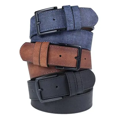 R0928 Dewberry Set Of 3 Mens Belt For Jeans And Canvas-BLACK-NAVY-TABA 92071809