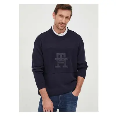 Bavlněný svetr Tommy Hilfiger tmavomodrá barva, lehký 85814473