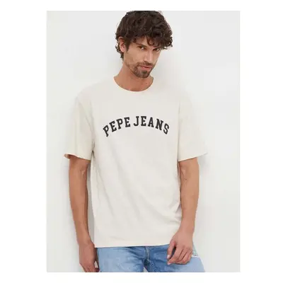 Bavlněné tričko Pepe Jeans CHENDLER béžová barva, s potiskem, PM509224 88029751